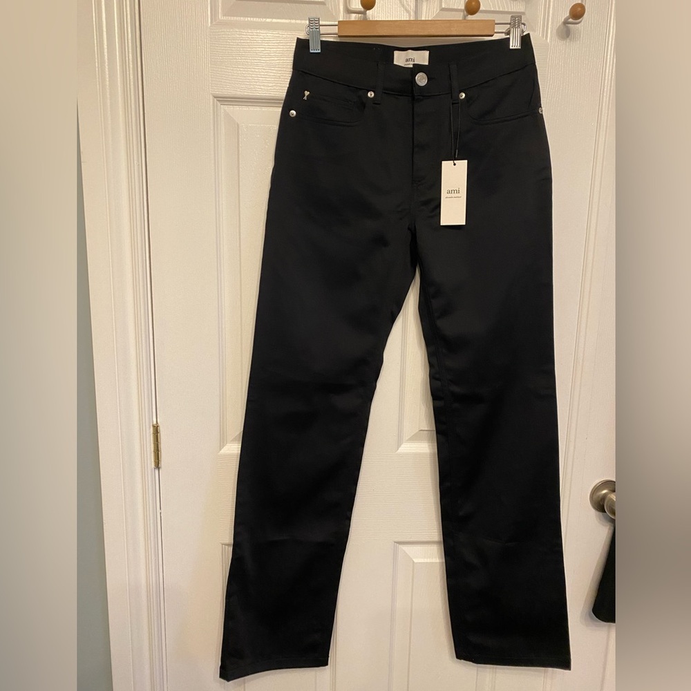 NEW Ami Alexandre Mattiussi SSense Black Straight-Leg Pants Button Fly XS 30